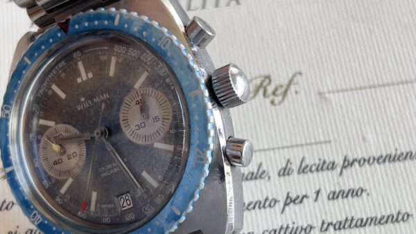willman  Vintage Diver Watch Blue Dial turned  Manual Wind Valjoux 7734 - immagine 5