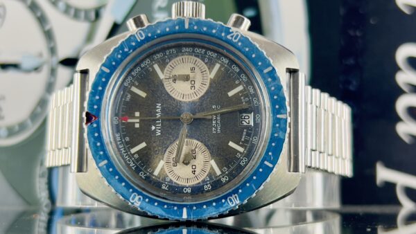 willman  Vintage Diver Watch Blue Dial turned  Manual Wind Valjoux 7734 - immagine 8