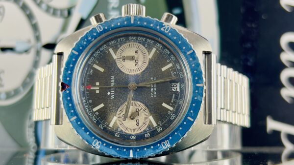 willman  Vintage Diver Watch Blue Dial turned  Manual Wind Valjoux 7734 - immagine 14