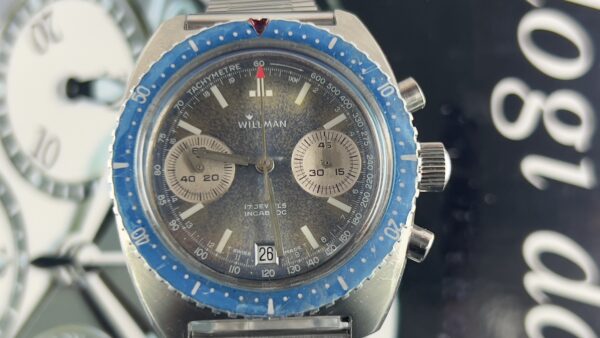 willman  Vintage Diver Watch Blue Dial turned  Manual Wind Valjoux 7734 - immagine 10