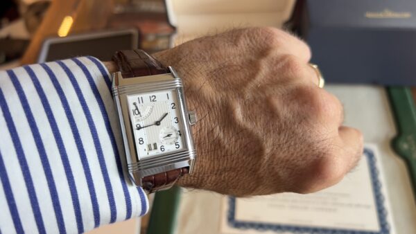 Jaeger-LeCoultre Reverso Grande Date 29mm Grande Date Power Reserve Steel Silver Dial Box and Papers 2004 - immagine 3
