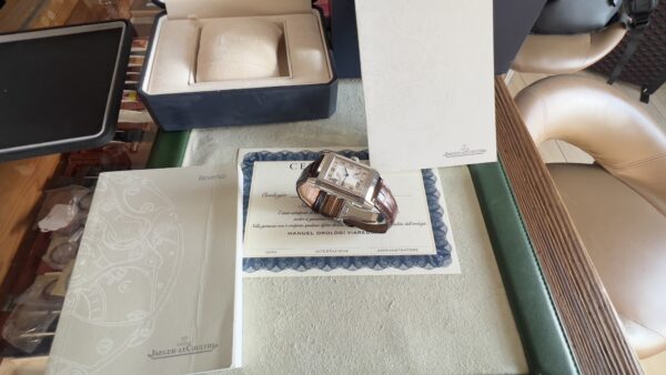Jaeger-LeCoultre Reverso Grande Date 29mm Grande Date Power Reserve Steel Silver Dial Box and Papers 2004 - immagine 27