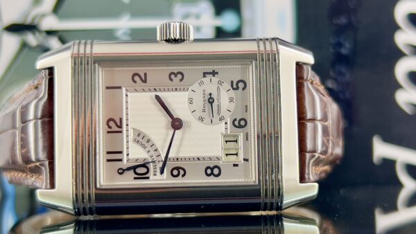 Jaeger-LeCoultre Reverso Grande Date 29mm Grande Date Power Reserve Steel Silver Dial Box and Papers 2004 - immagine 6
