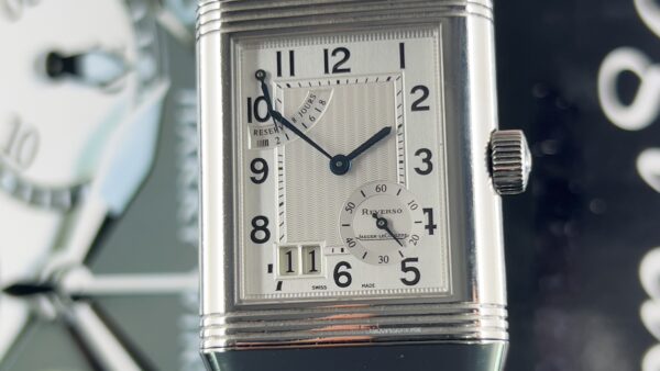 Jaeger-LeCoultre Reverso Grande Date 29mm Grande Date Power Reserve Steel Silver Dial Box and Papers 2004 - immagine 12