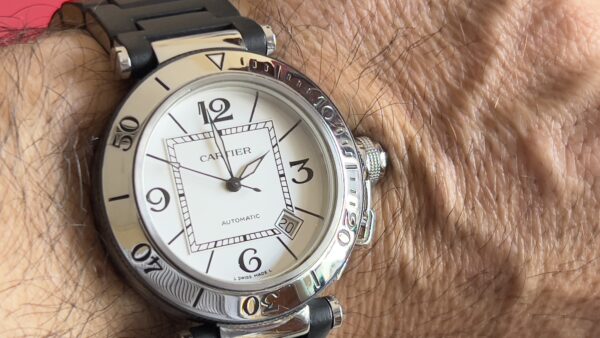 Cartier Pasha Seatimer white  Dial 2790  Rubber And Steel Bracelet - immagine 10