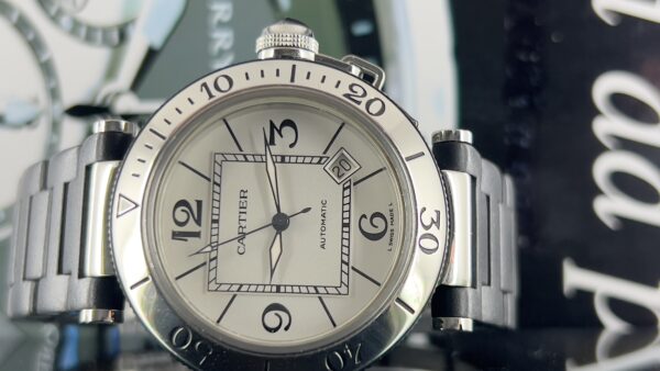 Cartier Pasha Seatimer white  Dial 2790  Rubber And Steel Bracelet - immagine 13