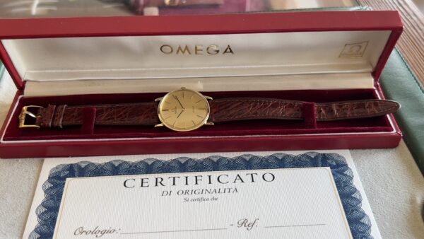 Omega De Ville unisex 32 mm 18 kt gold ref 111.0140 manual cal 625 - immagine 3