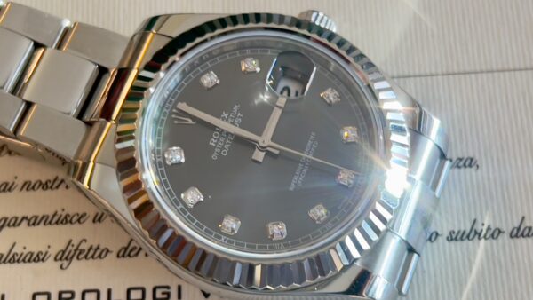 Rolex Datejust II  orologio con quadrante in rodio e diamanti da 41 mm - immagine 20