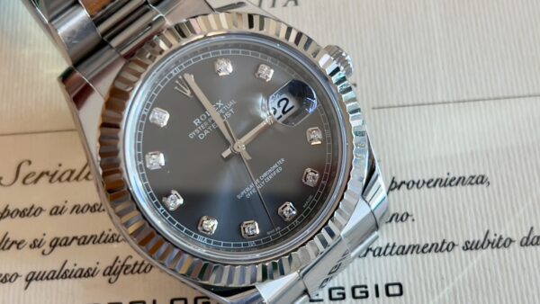 Rolex Datejust II  orologio con quadrante in rodio e diamanti da 41 mm - immagine 9