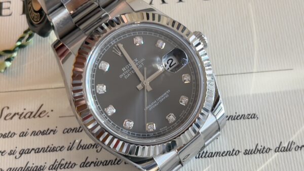 Rolex Datejust II  orologio con quadrante in rodio e diamanti da 41 mm - immagine 16