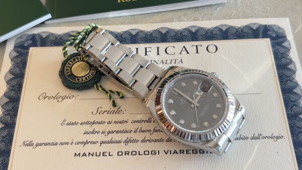 Rolex Datejust II  orologio con quadrante in rodio e diamanti da 41 mm - immagine 4