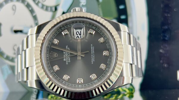 Rolex Datejust II  orologio con quadrante in rodio e diamanti da 41 mm - immagine 3
