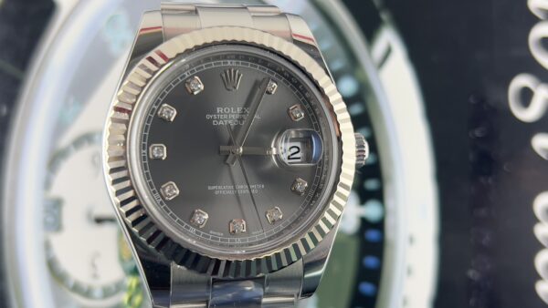 Rolex Datejust II  orologio con quadrante in rodio e diamanti da 41 mm - immagine 14