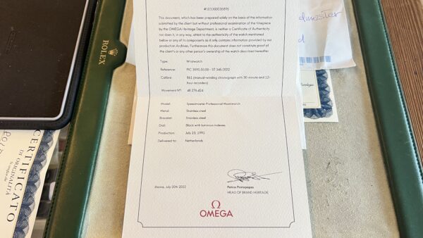 Omega Speedmaster Professional Moonwatch Chrono Omega Speedmaster Moonwatch 861 Del 1991 Con Estratto Originale - immagine 6
