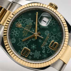 Rolex Datejust 36 Ref.:116233/Green Floral Dial/2012/Full set Usato (Ottimo) | Anno di produzione 2012| Con scatola originale | Con documenti originali