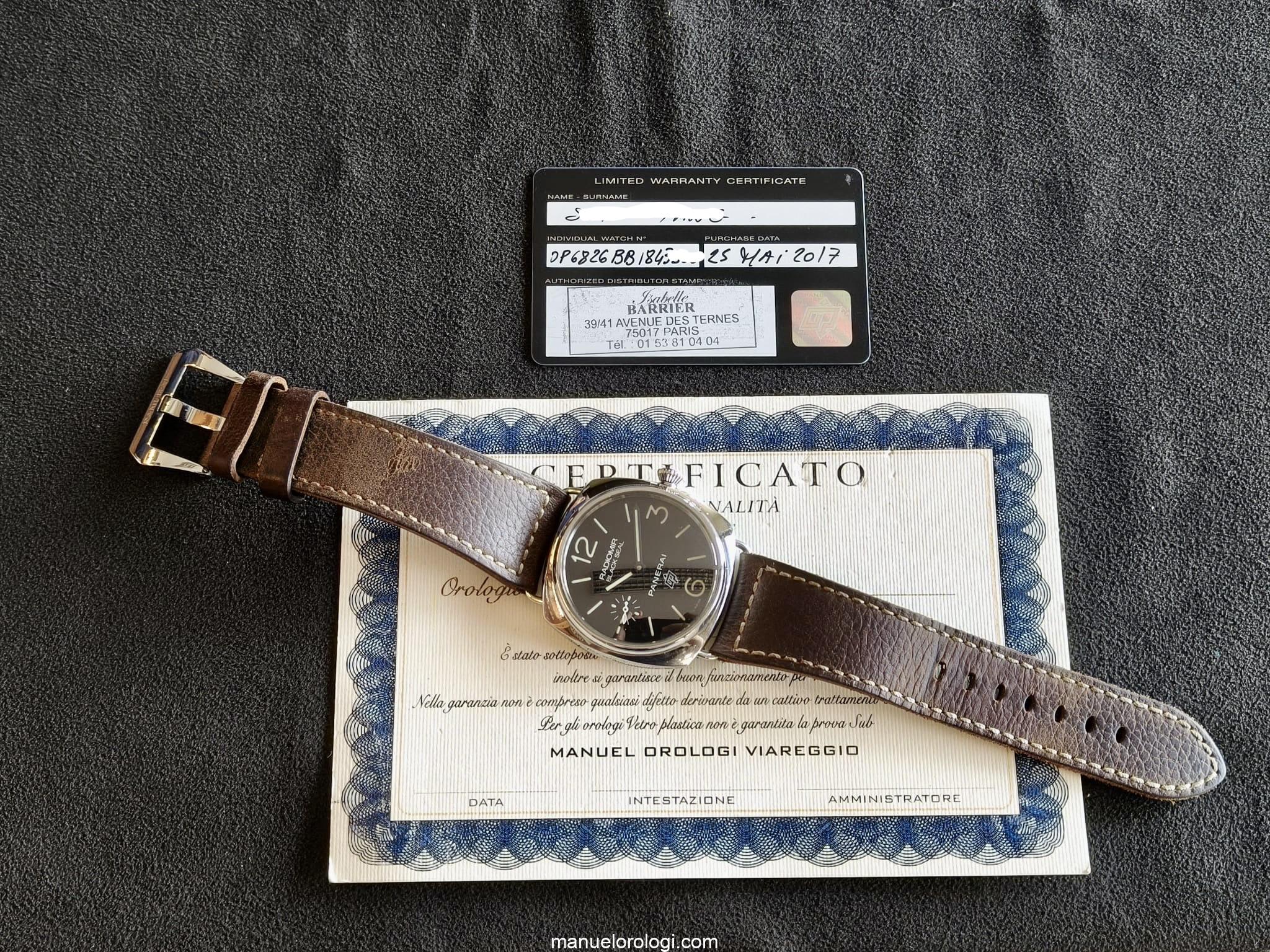 Panerai Radiomir Black Seal Orologio da uomo a carica manuale in acciaio, referenza PAM00380 B&P 2017 Usato (Ottimo) | Anno di produzione 2017 | Con scatola originale | Con documenti originali - immagine 22