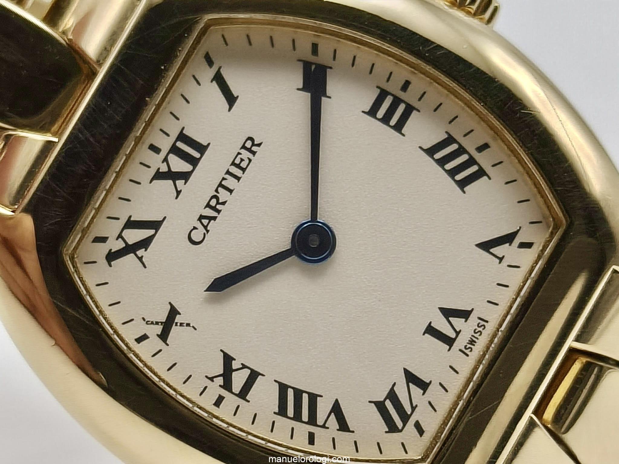 Cartier Tonneau Oro giallo Quadrante argento Orologio da donna vintage al quarzo 1945 full set - immagine 2